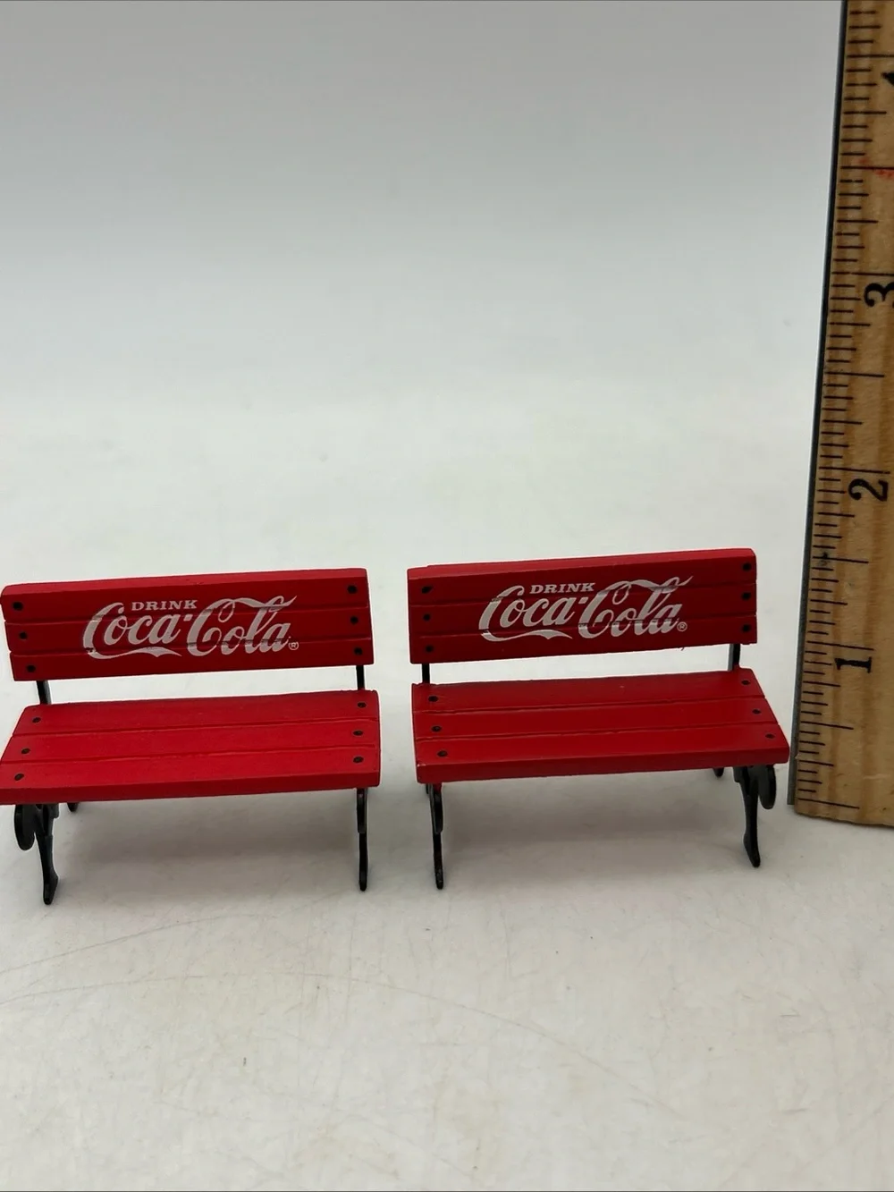 1993 Coca-Cola Town Square Accessories Vintage Park Bench 1-1/2x2” Snow Scene